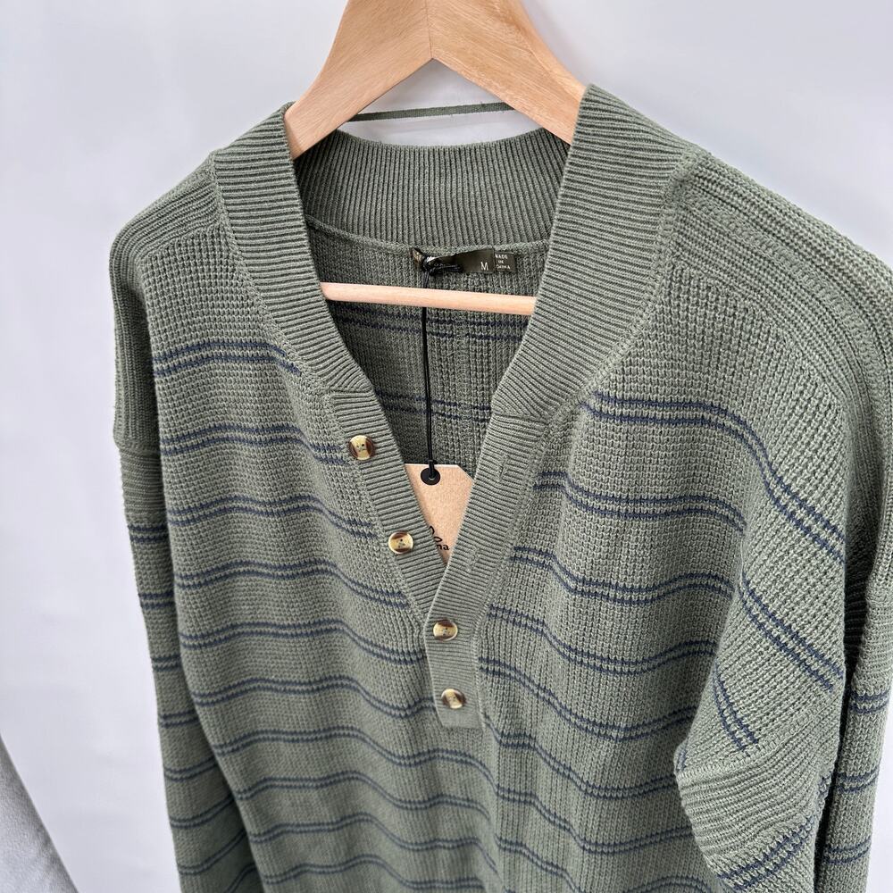 PRANA NWT Milani Henley Long Sleeve Sweater Dress in Kale Green Stripe // M - Picture 4 of 11
